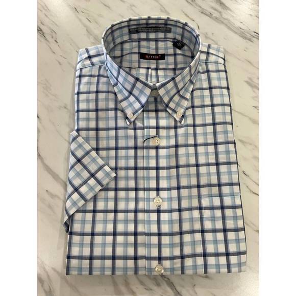 NEW BATTON men's peterson short sleeve cotton shirt in multi - Picture 1 of 2